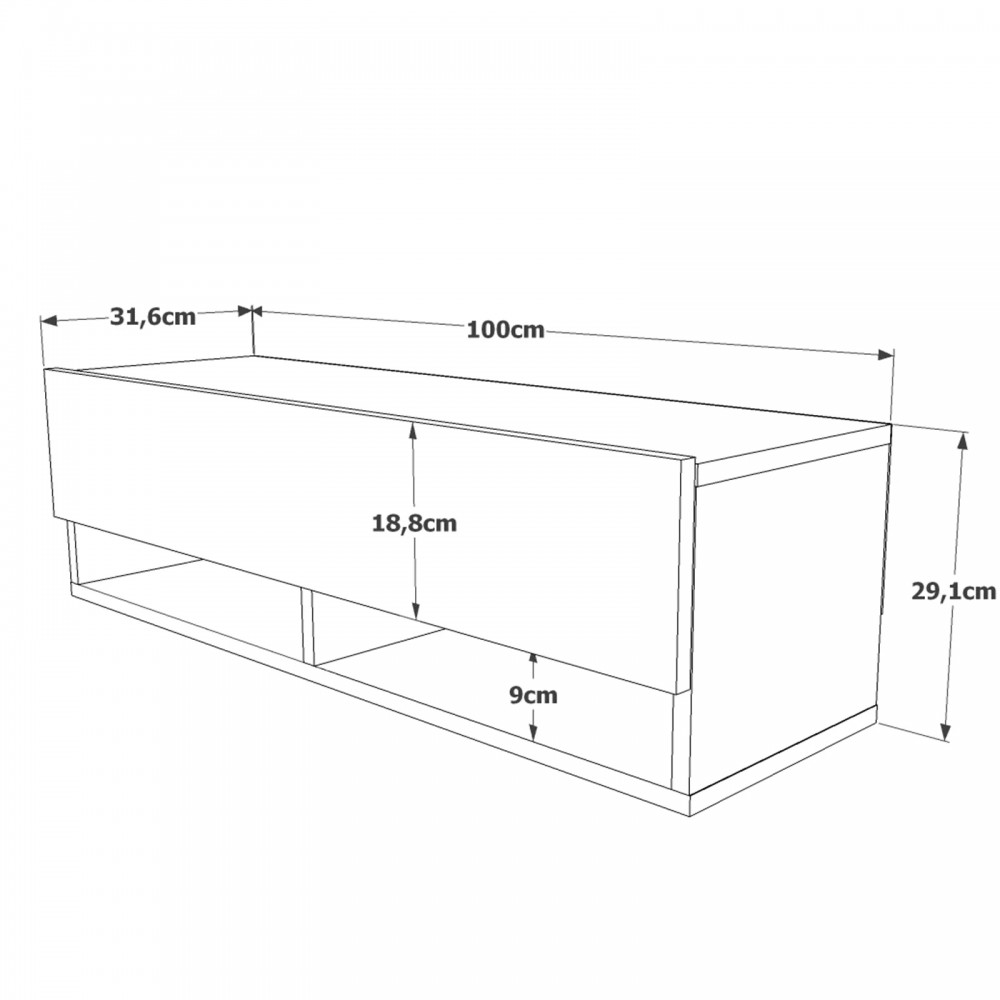 Έπιπλο τηλεόρασης επιτοίχιο "VIANA" σε χρώμα atlantic pine 100x32x30