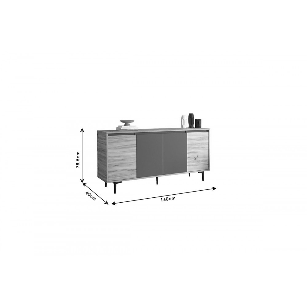 Μπουφές "VIANA" σε atlantic pine/ανθρακί χρώμα 160x40x79