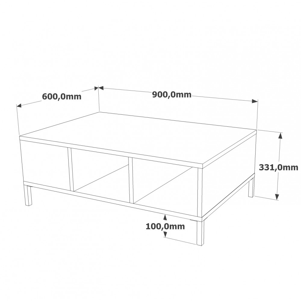 Τραπέζι σαλονιού "VIANA" σε atlantic pine/ανθρακί χρώμα 90x60x33