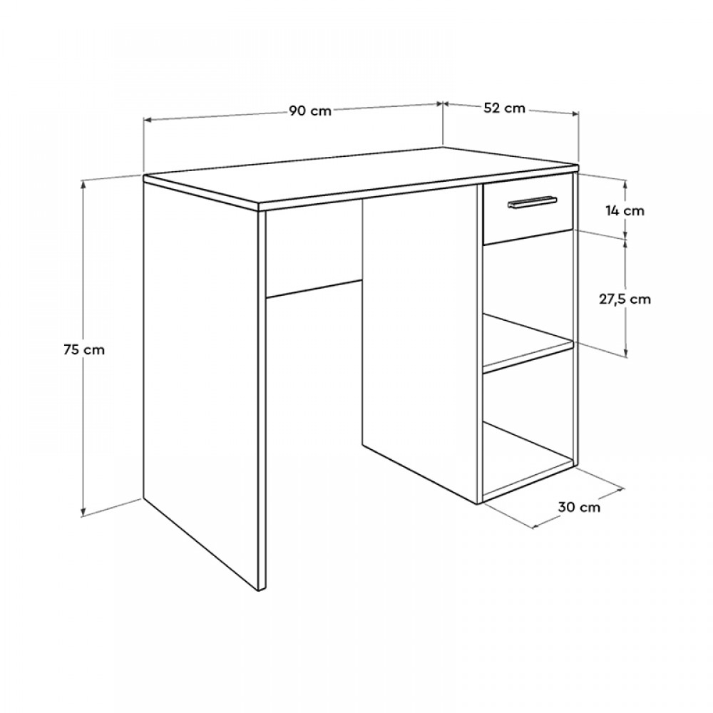 Γραφείο εργασίας Concept Pc Megapap από μελαμίνη σε χρώμα λευκό 90x52x75εκ.