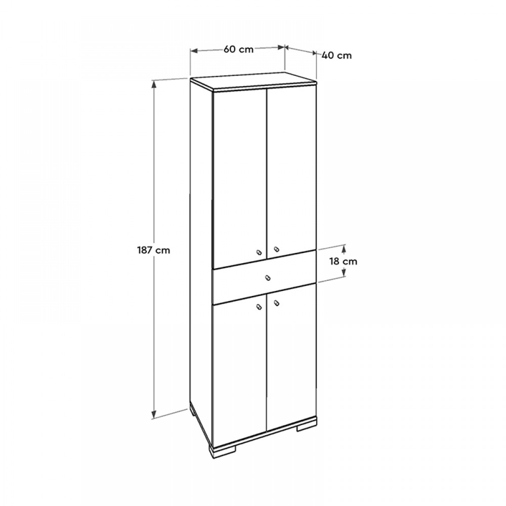 Ντουλάπα ρούχων Diamond Megapap δίφυλλη σε χρώμα λευκό 60x38x187εκ.