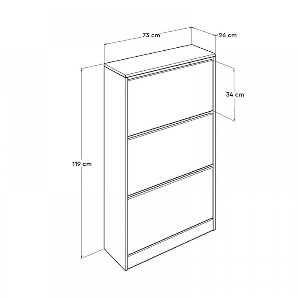 Παπουτσοθήκη μελαμίνης Flat Duo Megapap 18 ζεύγων σε χρώμα λευκό 73x26x119εκ.