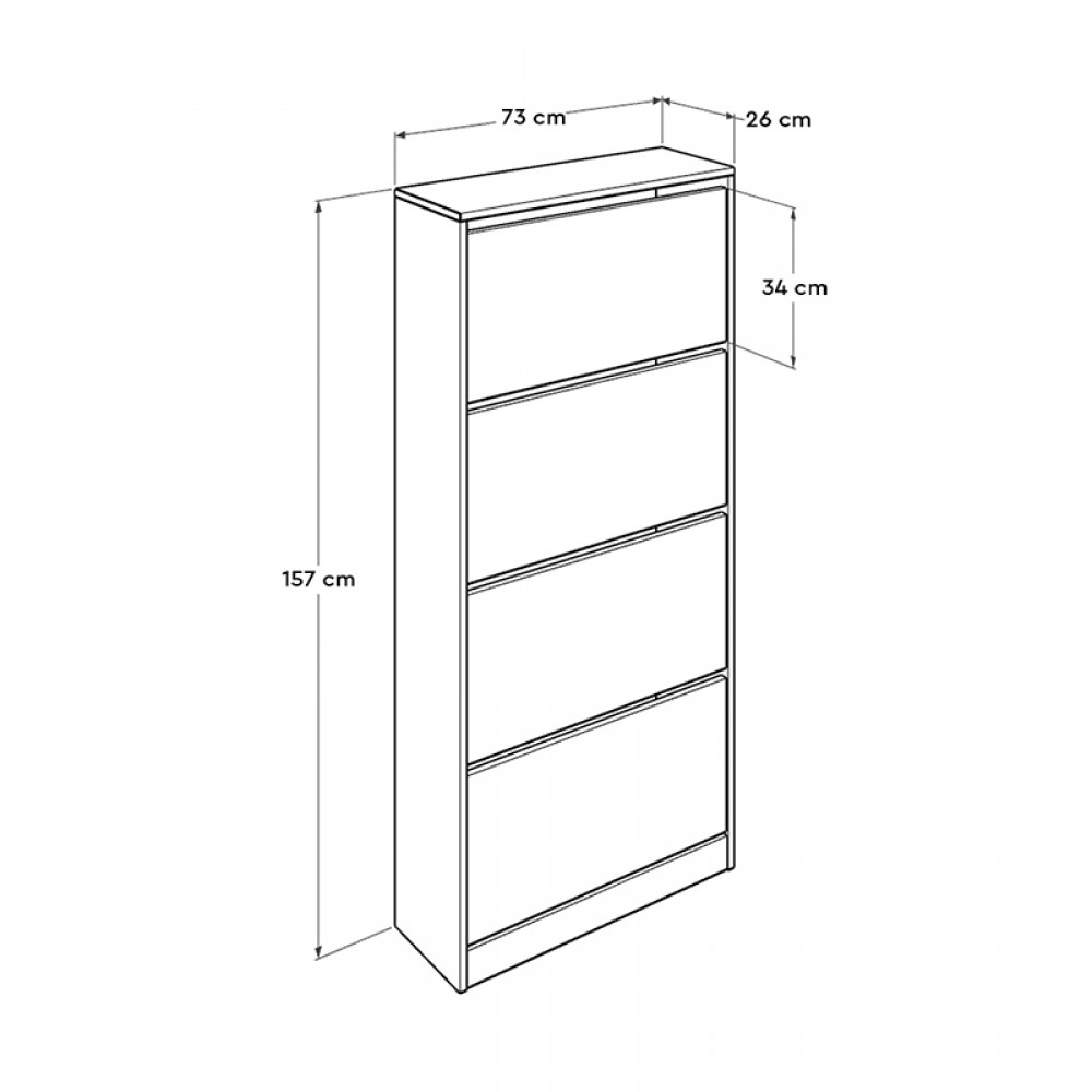 Παπουτσοθήκη μελαμίνης Flat Duo Megapap 24 ζευγών σε χρώμα λευκό 73x26x157εκ.