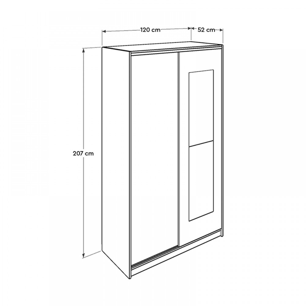 Ντουλάπα ρούχων Slide Megapap συρόμενη με καθρέφτη σε χρώμα sonoma 120x52x207εκ.