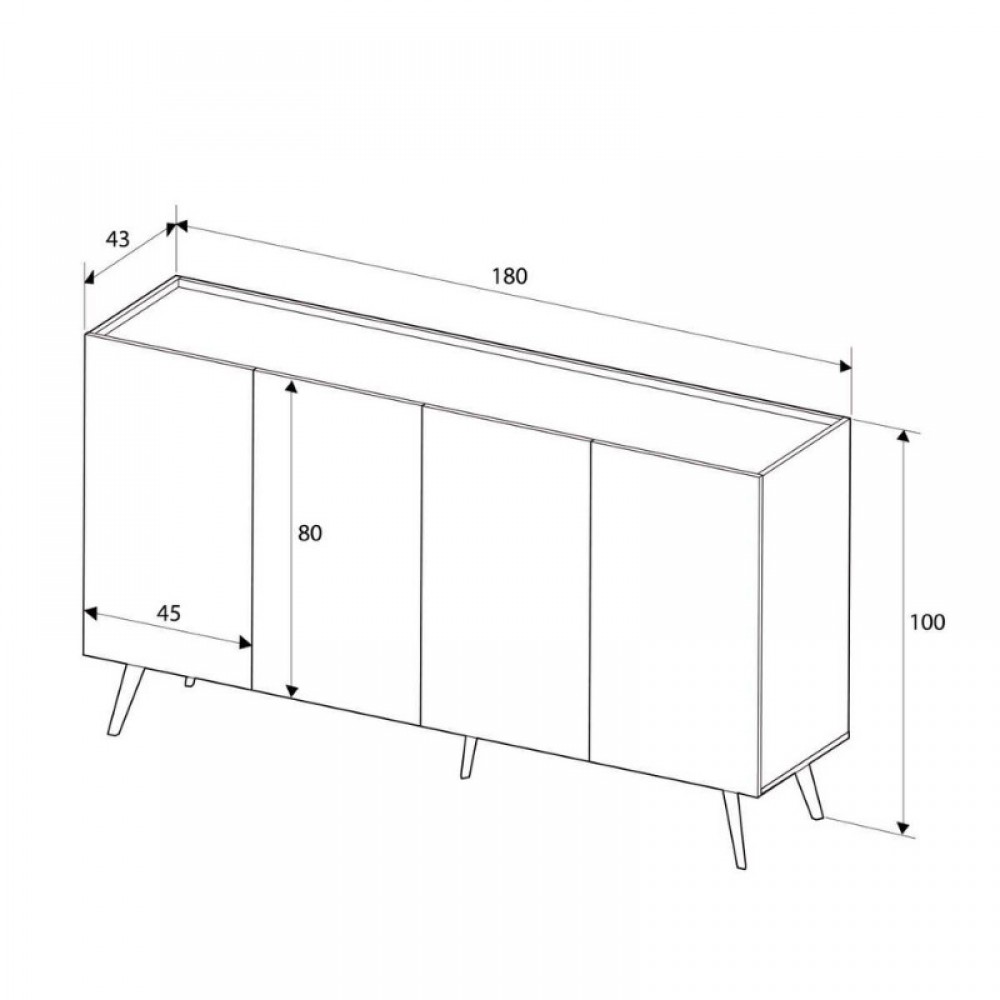 Μπουφές Luna Megapap χρώμα florida oak 180x43x100εκ.