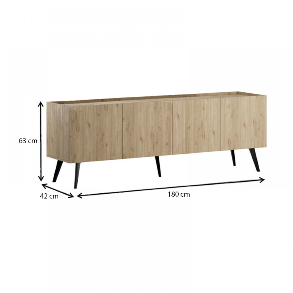 Έπιπλο τηλεόρασης Luna Megapap χρώμα florida oak 180x41x62εκ.