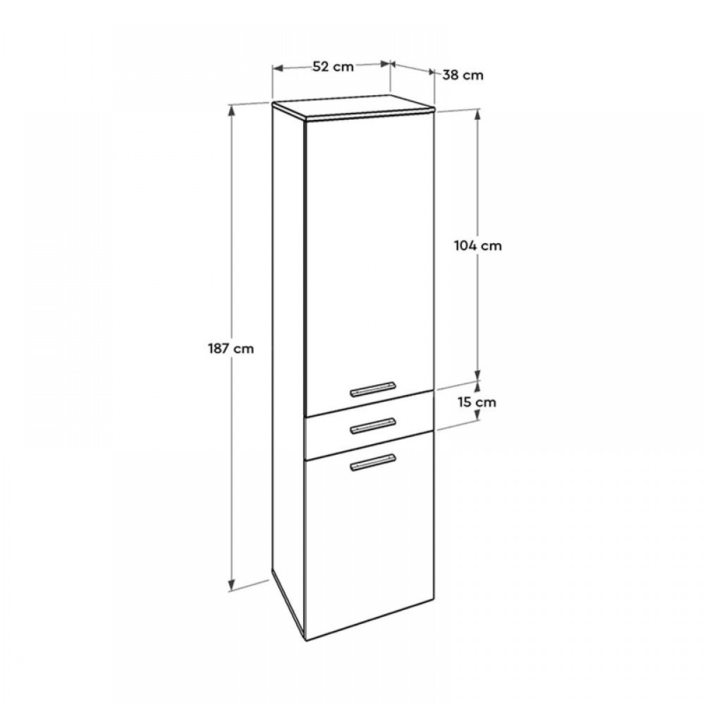 Ντουλάπι με καλάθι απλύτων Diamond Megapap χρώμα λευκό gloss 52x38x187εκ.