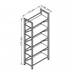 Βιβλιοθήκη Connect Megapap χρώμα καρυδί 73x35x172εκ.