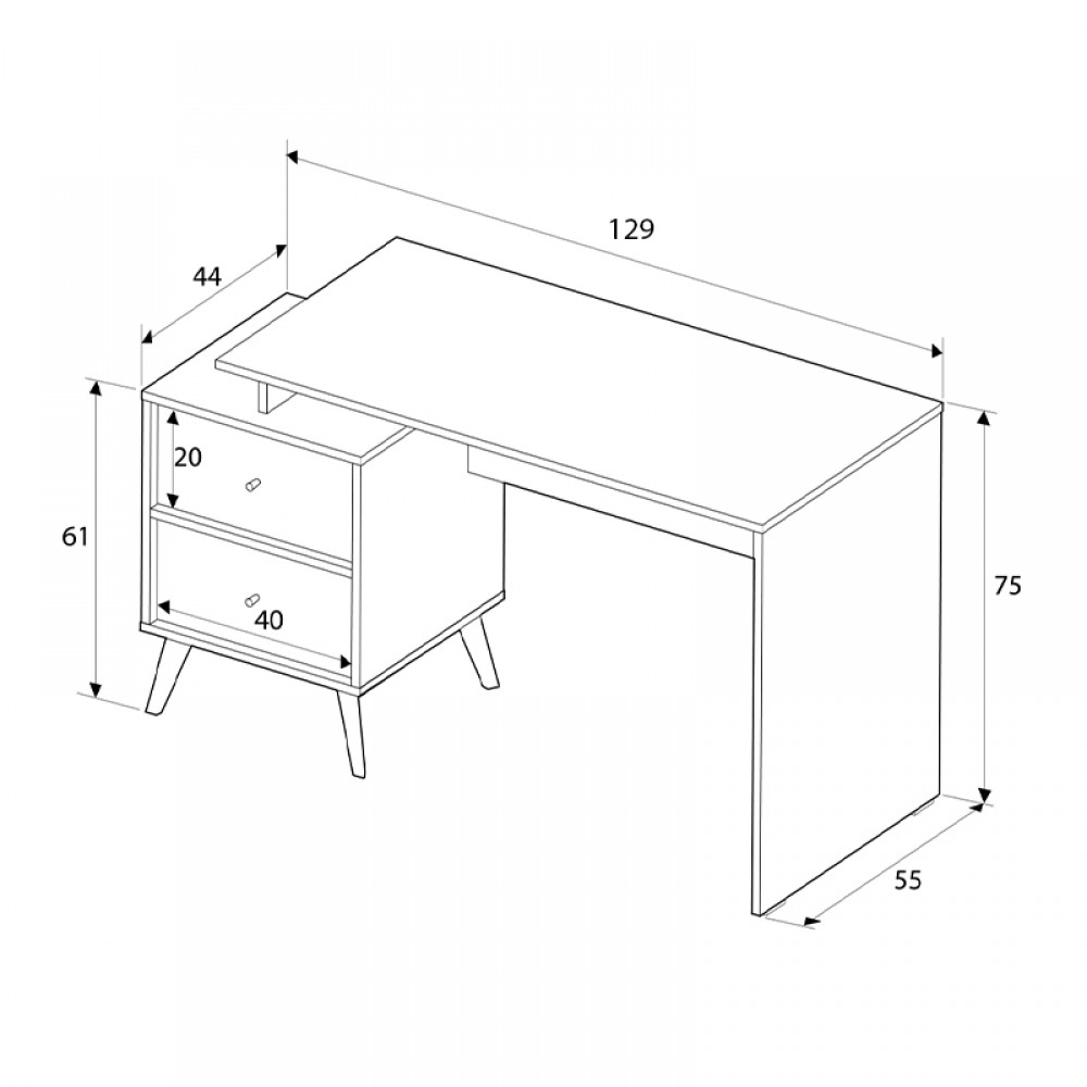 Γραφείο εργασίας Terra Megapap χρώμα florida oak 129x55x75εκ.