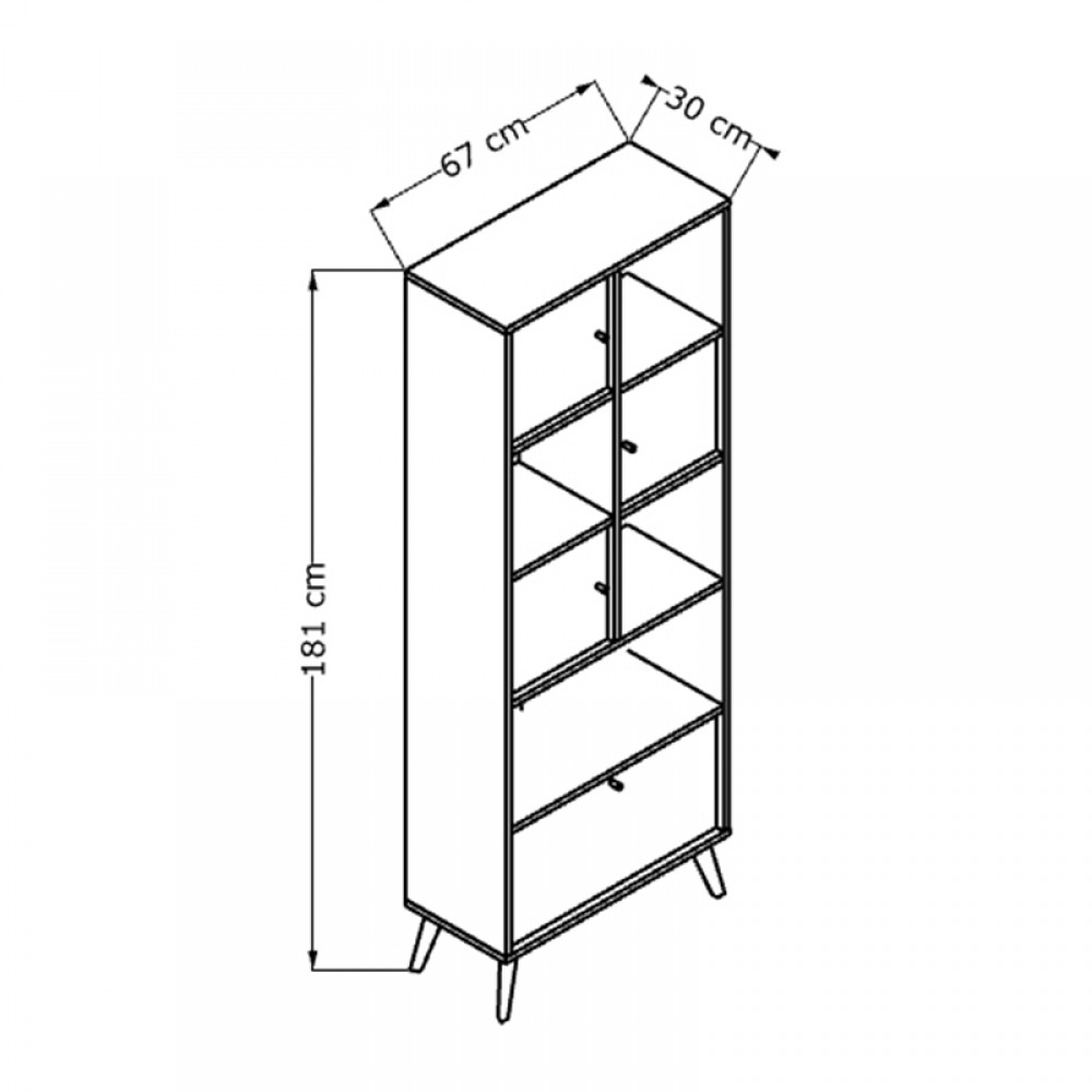 Βιβλιοθήκη Terra Megapap χρώμα florida oak 67x30x181εκ.