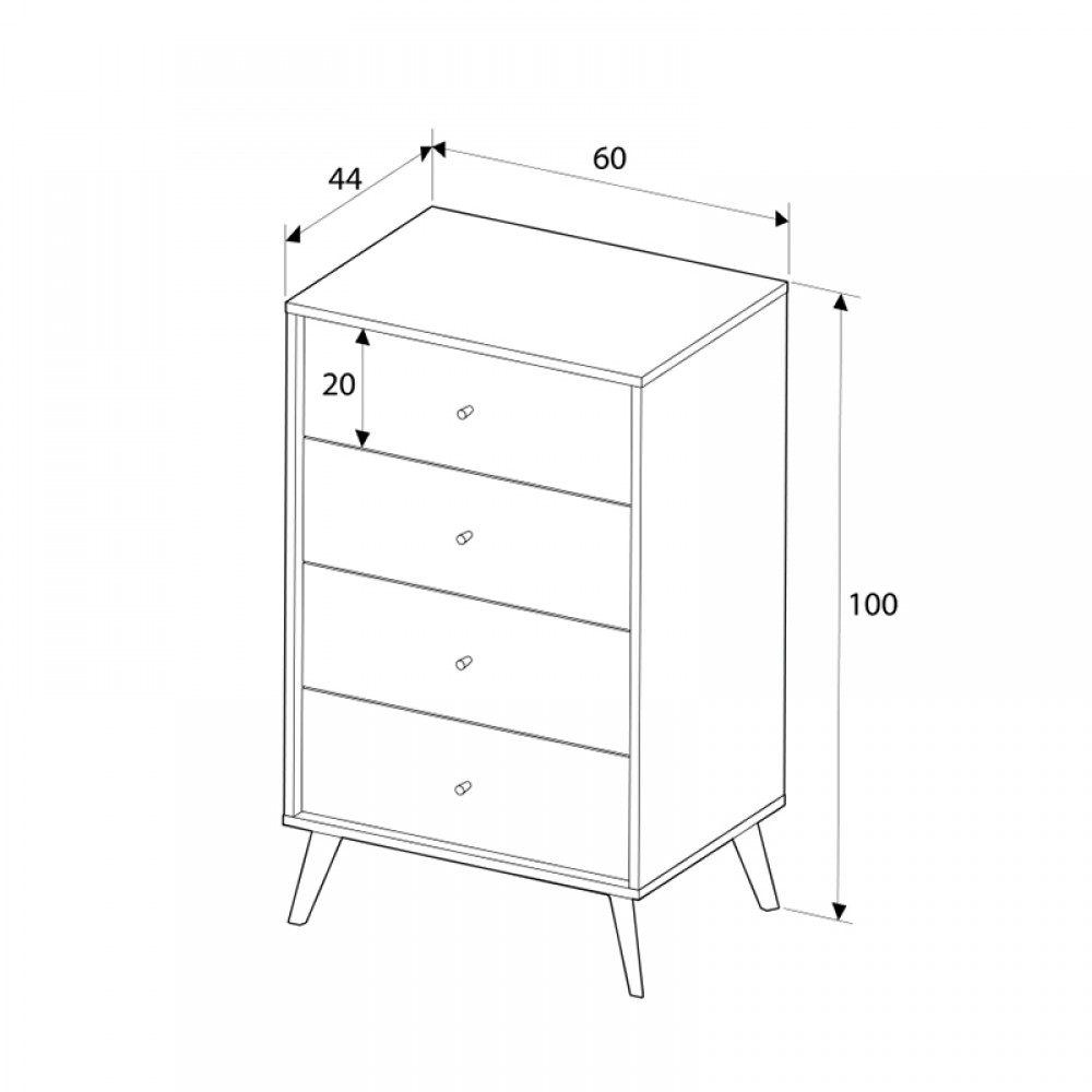 Συρταριέρα Terra Megapap χρώμα florida oak 60x44x100εκ.