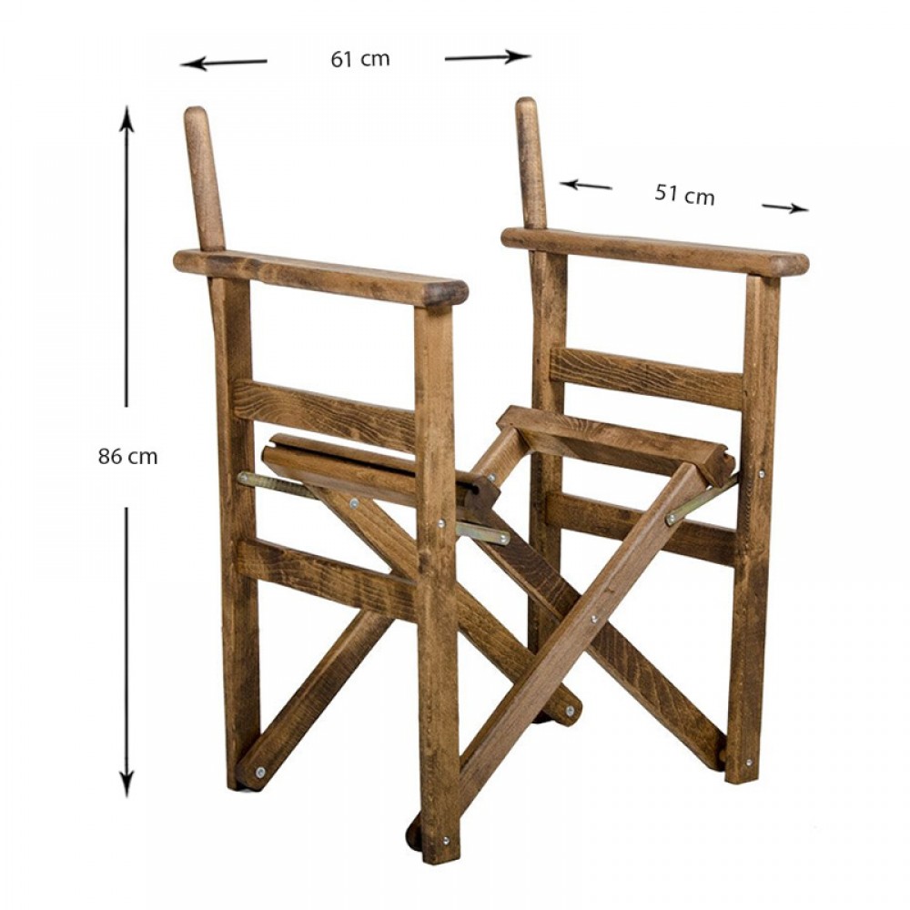 Πολυθρόνα σκηνοθέτη Klara Megapap πτυσσόμενη (μόνο σκελετός) ξύλο οξιάς σε καρυδί εμποτισμού 61x51x86εκ.