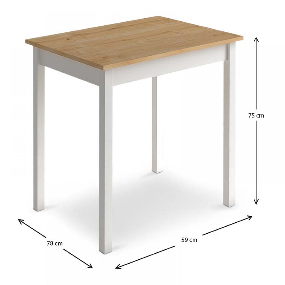 Τραπέζι Mini Megapap μεταλλικό - μελαμίνης χρώμα oak - λευκό 78x59x75εκ.