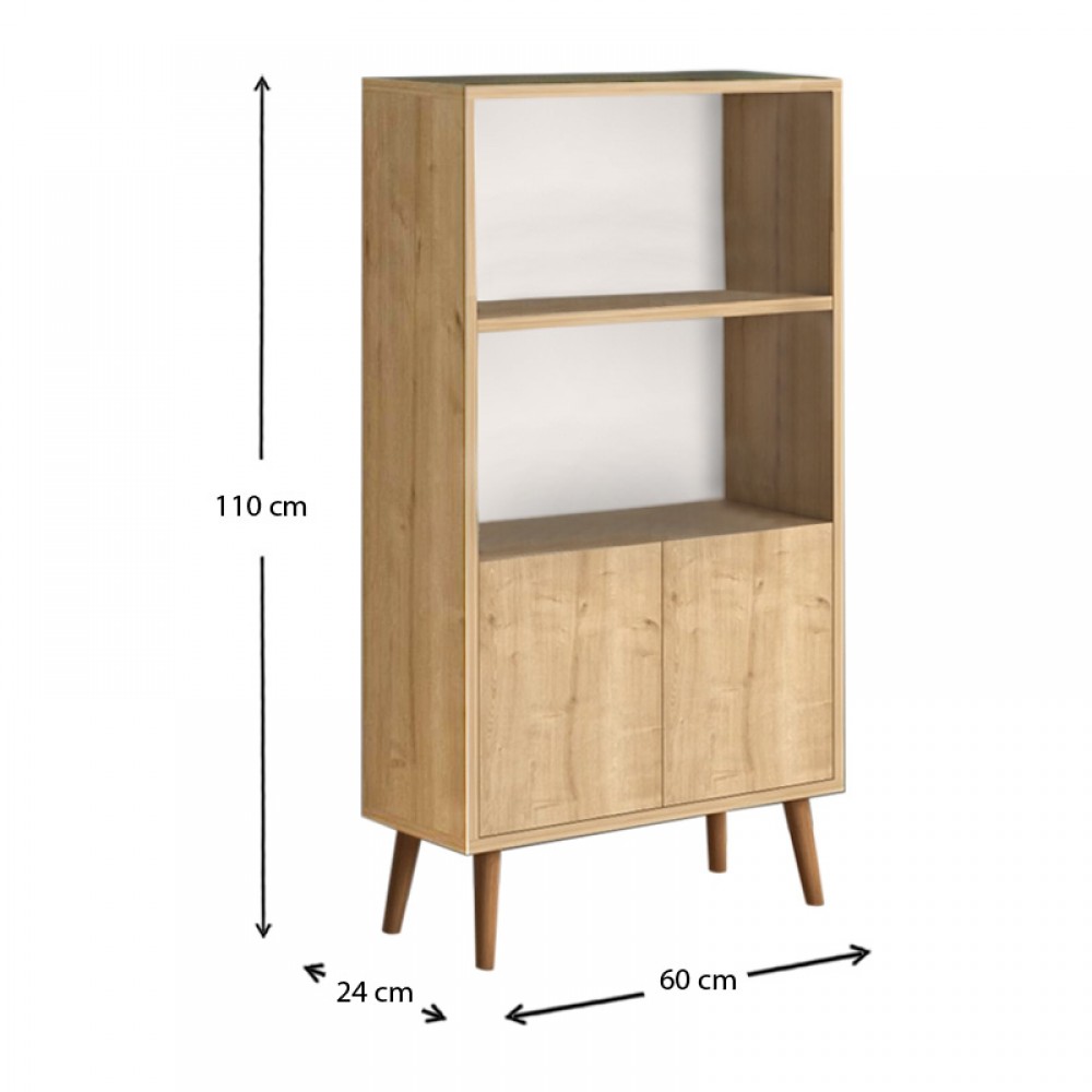 Βιβλιοθήκη μελαμίνης Cube Megapap χρώμα oak 60x24x110εκ.