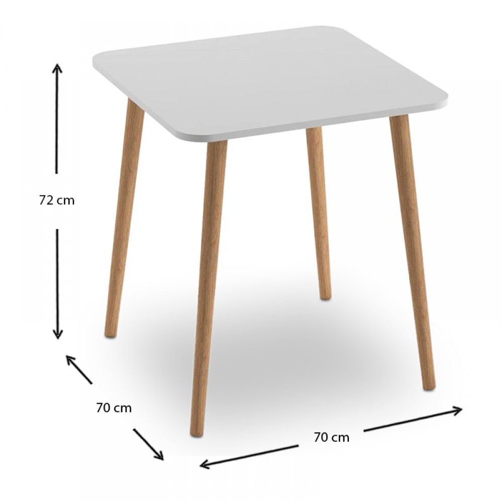 Τραπέζι Kare Megapap από μελαμίνη χρώμα λευκό 70x70x72εκ.