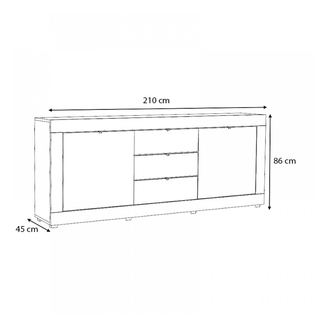 Μπουφές μελαμίνης Ocean Megapap χρώμα λευκό 210x45x86εκ.