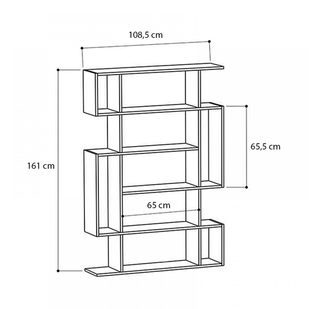 Βιβλιοθήκη μελαμίνης Clint Megapap χρώμα sonoma - ανθρακί 108x25x161εκ.