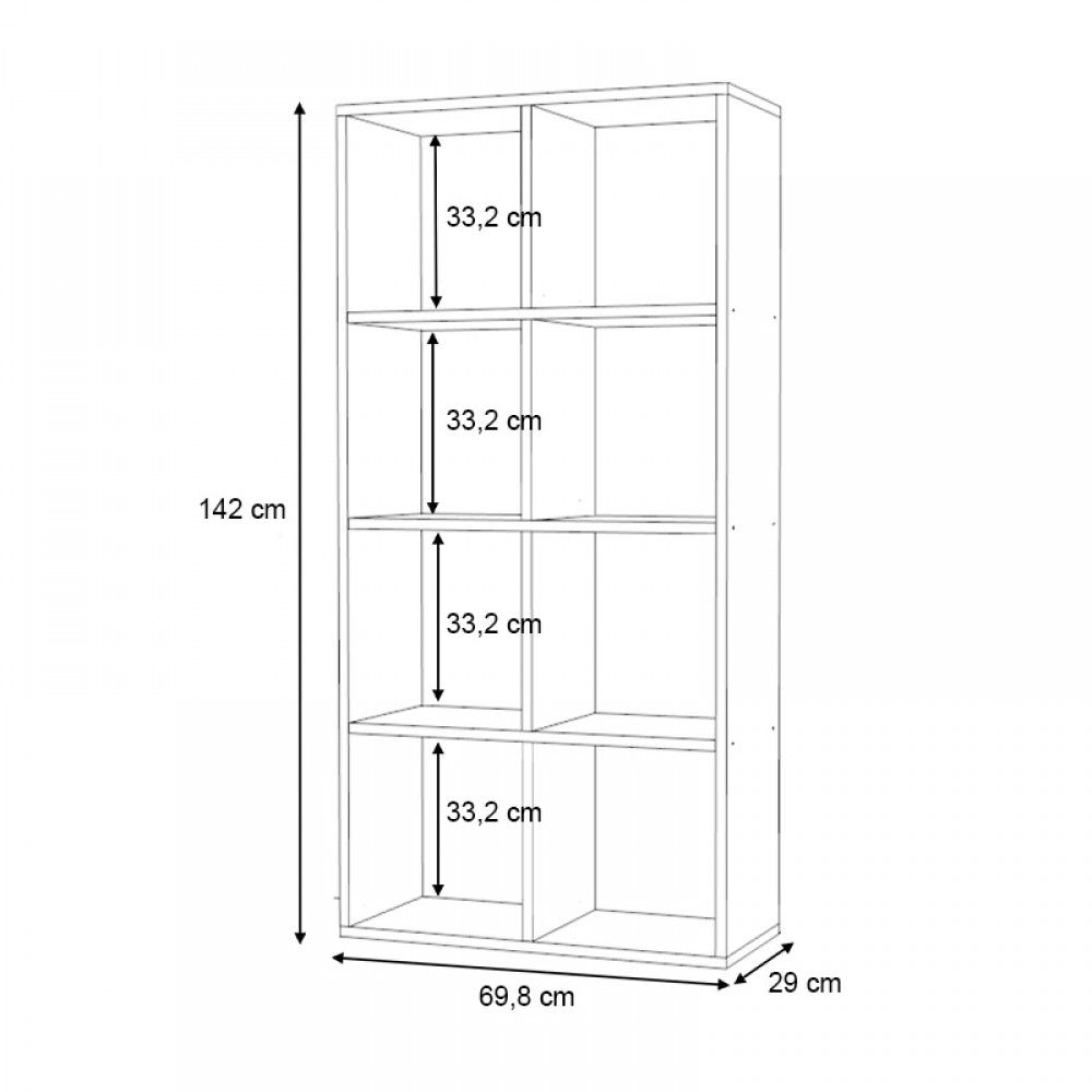 Βιβλιοθήκη Anser Megapap χρώμα φυσικό οξιάς 69,8x29x142εκ.