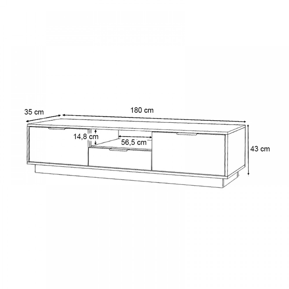 Έπιπλο τηλεόρασης Mensa Megapap χρώμα φυσικό οξιάς 180x35x43cm.