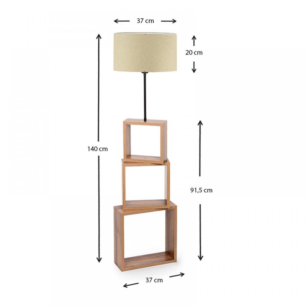 Φωτιστικό δαπέδου Claude Megapap Mdf/fabric Pvc χρώμα καφέ/μπεζ 37x20x140εκ.