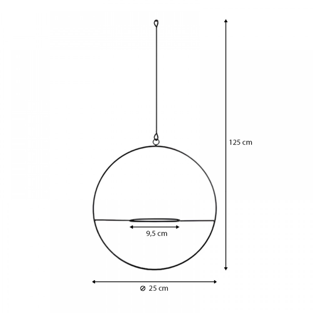 Βάση - ζαρντινιέρα κρεμαστή μεταλλική για φυτά εσωτερικού και εξωτερικού χώρου χρώμα μαύρο Φ30εκ.