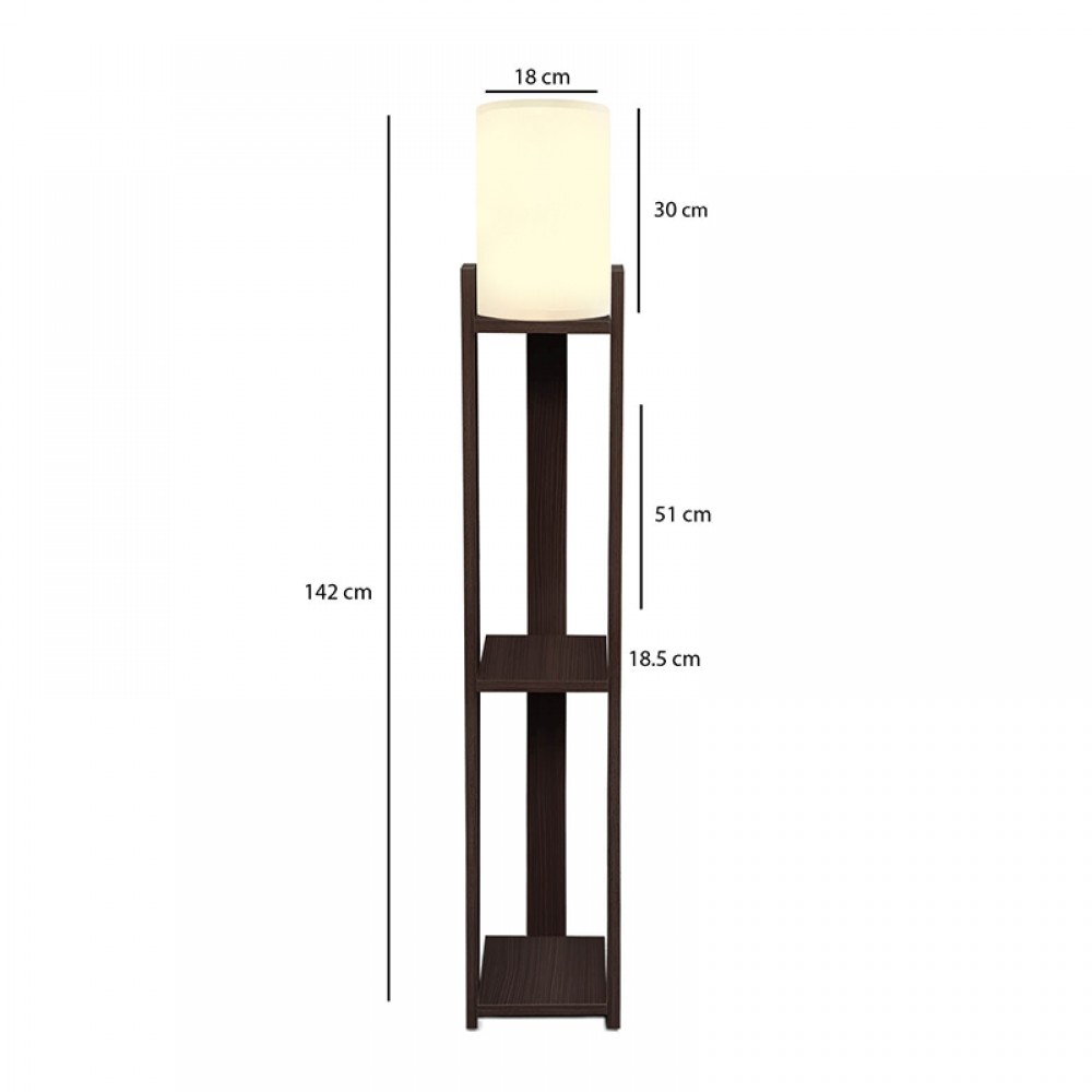 Φωτιστικό δαπέδου Verma I Megapap E27 Mdf/ύφασμα Pvc χρώμα wenge - κρεμ 18,5x18,5x142εκ.