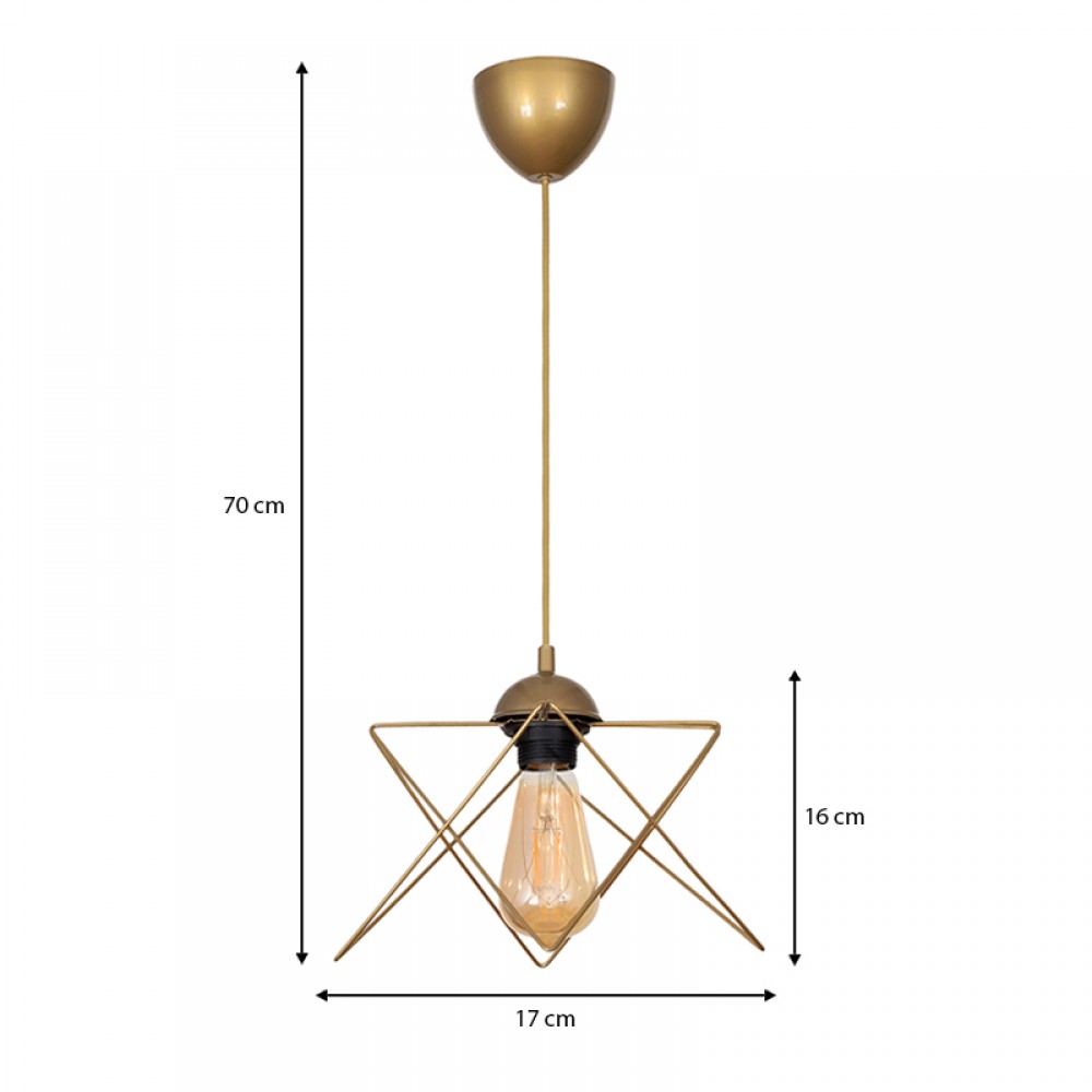 Φωτιστικό οροφής Faven Megapap E27 μεταλλικό μονόφωτο χρώμα χρυσό 17x17x70εκ.