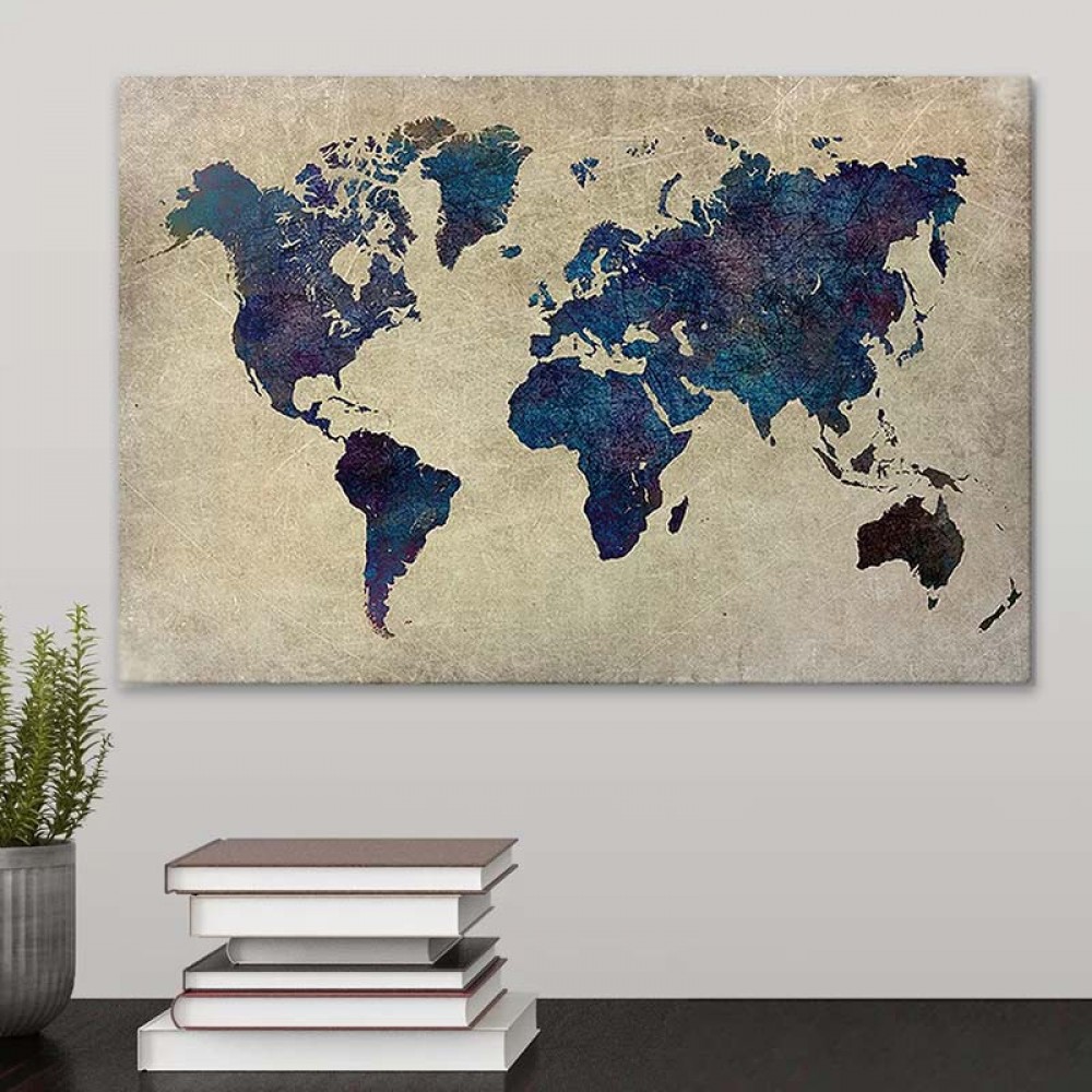 Πίνακας σε καμβά "World Map" Megapap ψηφιακής εκτύπωσης 75x50x3εκ.