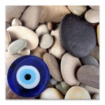 Πίνακας σε καμβά "Evil Eye Beads And Stones" Megapap ψηφιακής εκτύπωσης 50x50x3εκ.