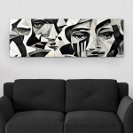 Πίνακας σε καμβά "Abstract Marble Faces" Megapap ψηφιακής εκτύπωσης 150x50x3εκ.