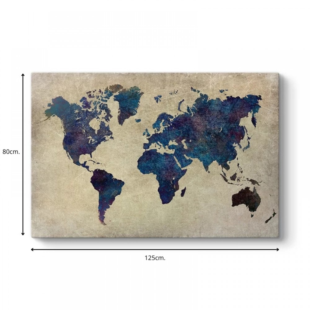 Πίνακας σε καμβά "World Map" Megapap ψηφιακής εκτύπωσης 125x80x3εκ.