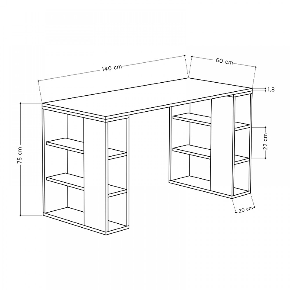 Γραφείο εργασίας Colmar Megapap από μελαμίνη χρώμα sapphire oak 140x60x75εκ