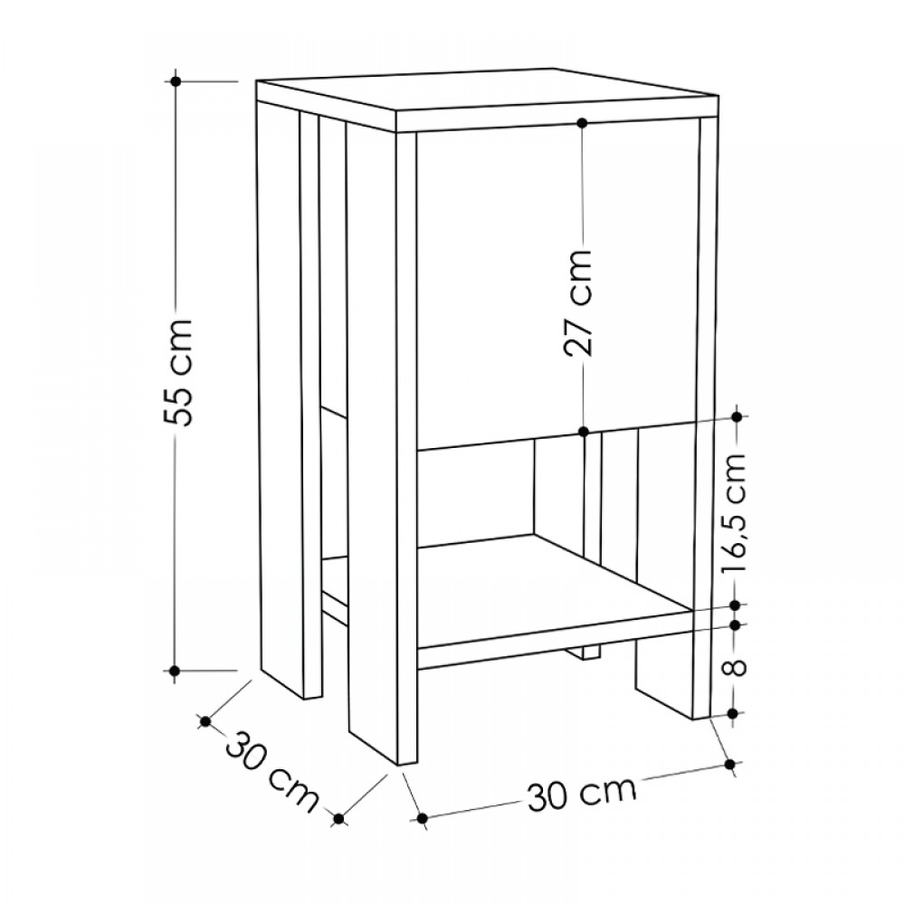 Κομοδίνο Ema Megapap χρώμα sapphire oak - λευκό 30x30x55εκ.