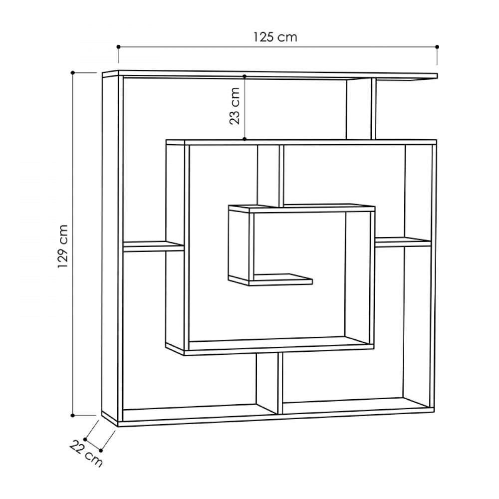 Βιβλιοθήκη μελαμίνης Labirent Megapap χρώμα ανθρακί 125x22x129εκ.