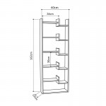 Βιβλιοθήκη μελαμίνης Oppa Megapap χρώμα λευκό 60x22x162εκ.