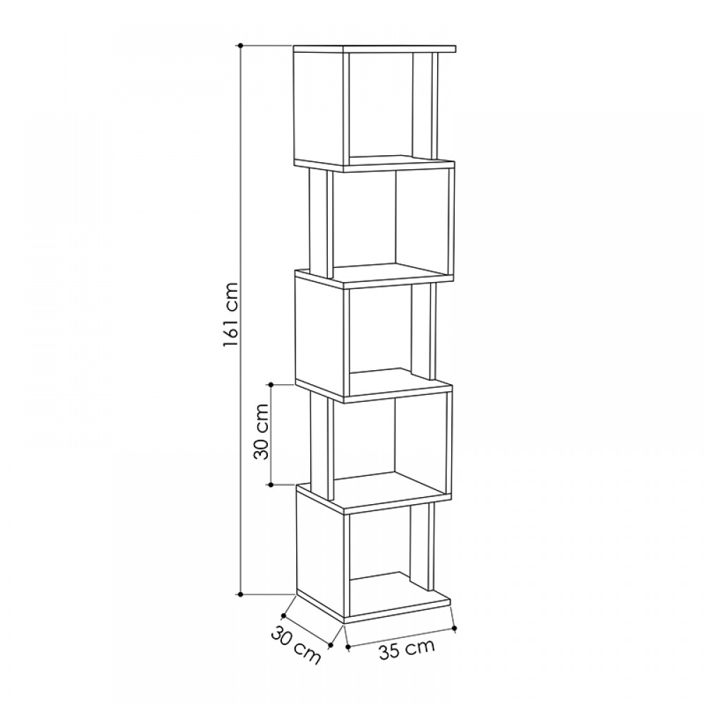 Βιβλιοθήκη Piri Megapap από μελαμίνη χρώμα λευκό 35x30x161εκ.