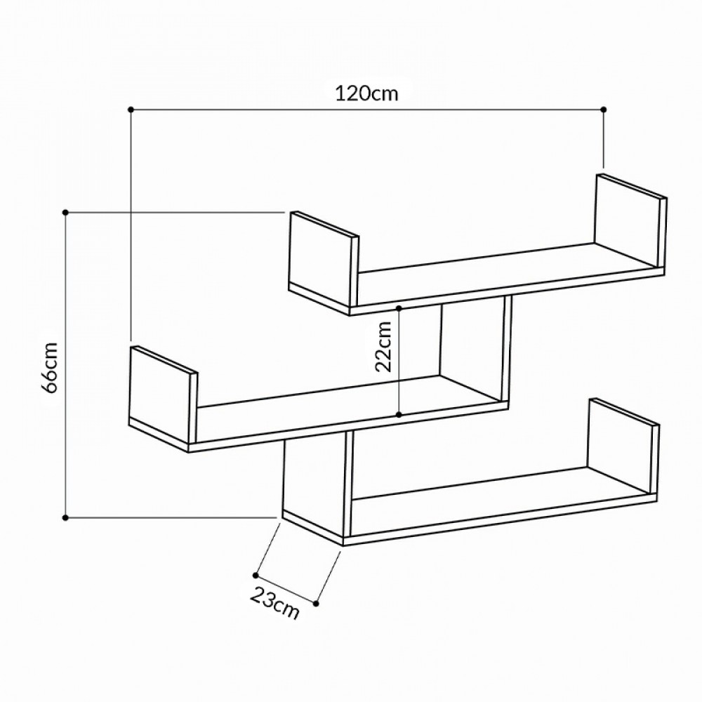 Ραφιέρα τοίχου Tibet Megapap μελαμίνης χρώμα λευκό 119x22x66εκ.