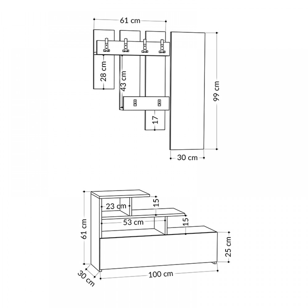 Έπιπλο εισόδου Vesty Megapap χρώμα ανοιχτό καρυδί 100x30x61εκ.