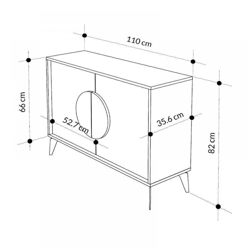 Μπουφές μελαμίνης Gora Megapap χρώμα ανοιχτό καφέ 110x35,6x82εκ.