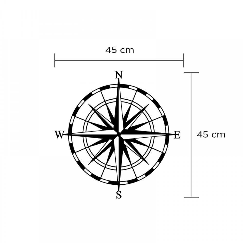 Διακοσμητικό τοίχου Compass Megapap μεταλλικό χρώμα μαύρο 45x2x45εκ.