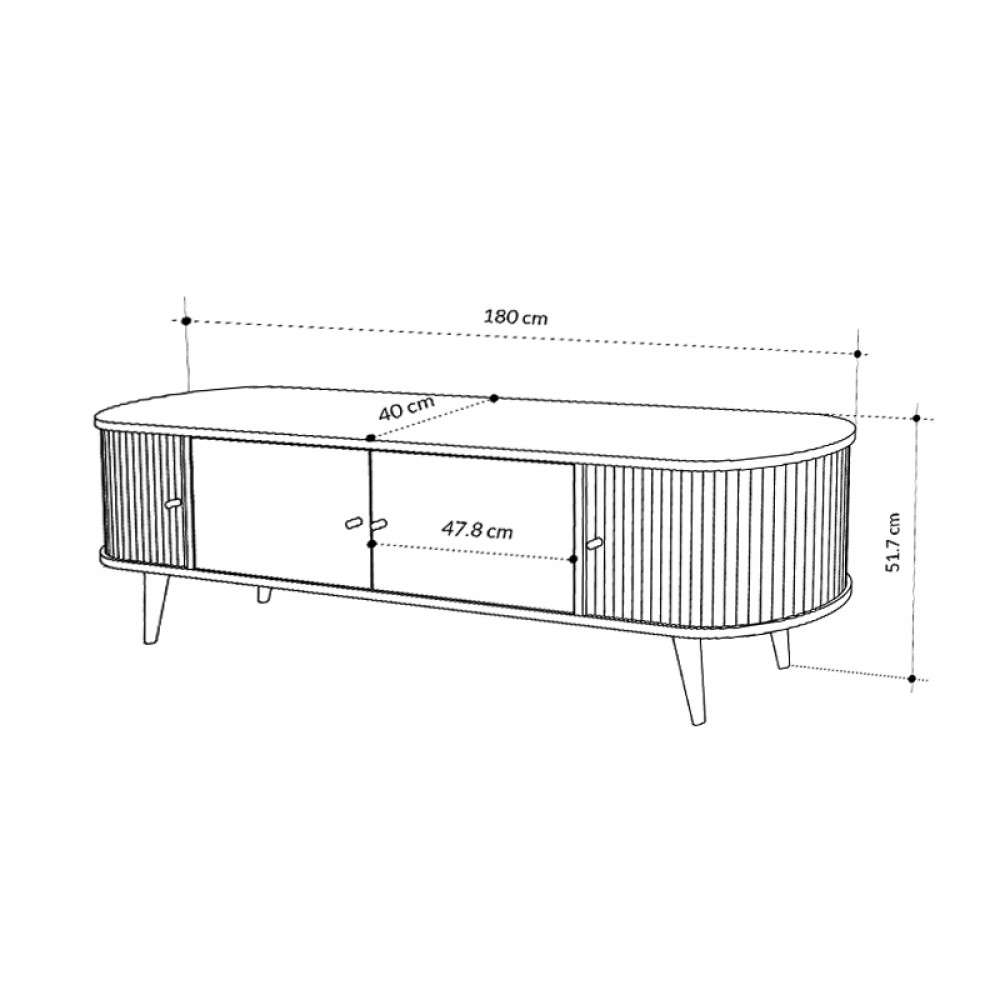 Έπιπλο τηλεόρασης Gentle Megapap χρώμα sapphire oak 180x40x52εκ.