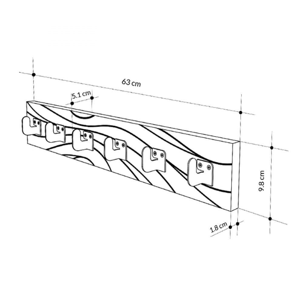 Κρεμάστρα τοίχου Flow Megapap χρώμα λευκό 63x1,8x9,8εκ.