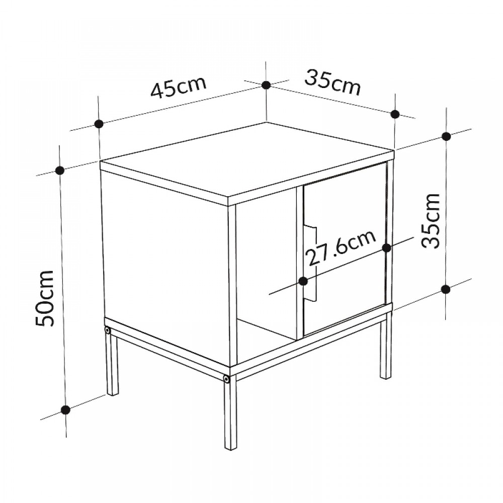 Κομοδίνο Glynn Megapap χρώμα λευκό 45x35x50εκ.