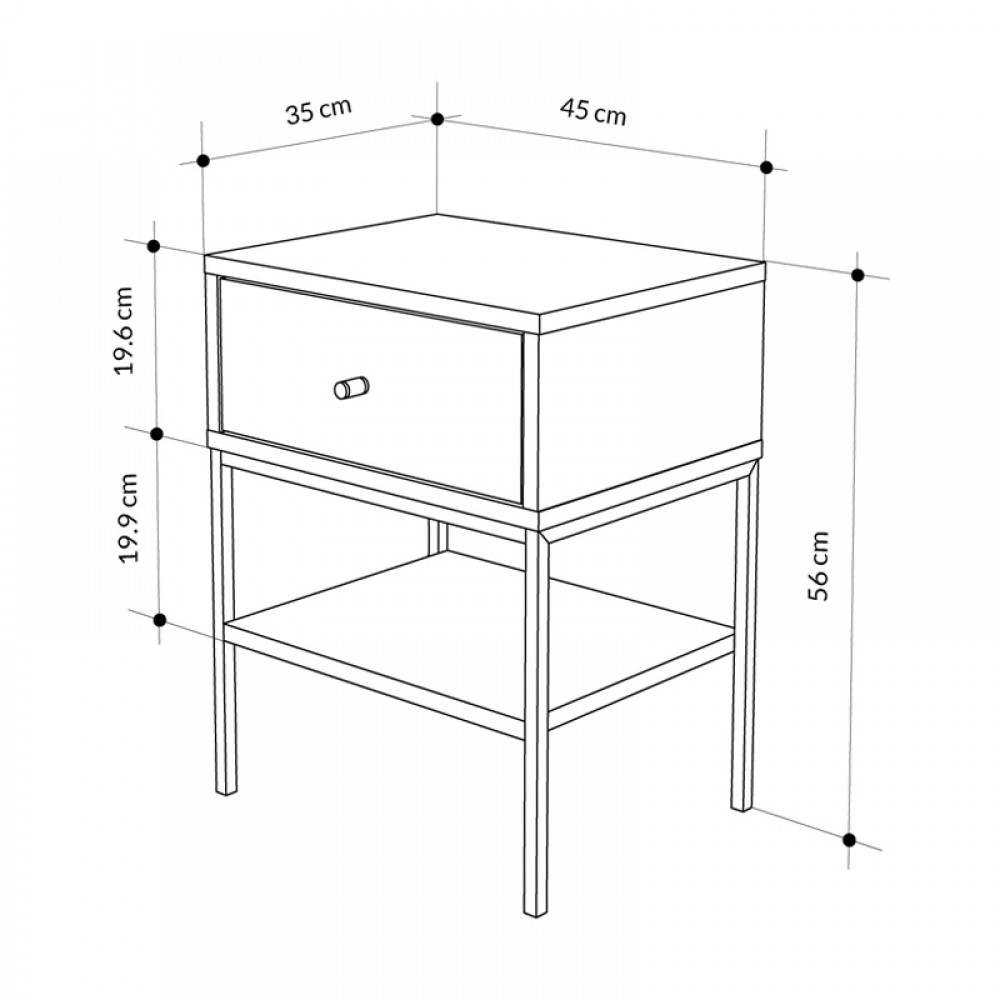 Κομοδίνο Lisa Megapap χρώμα saphhire oak 45x35x56εκ.