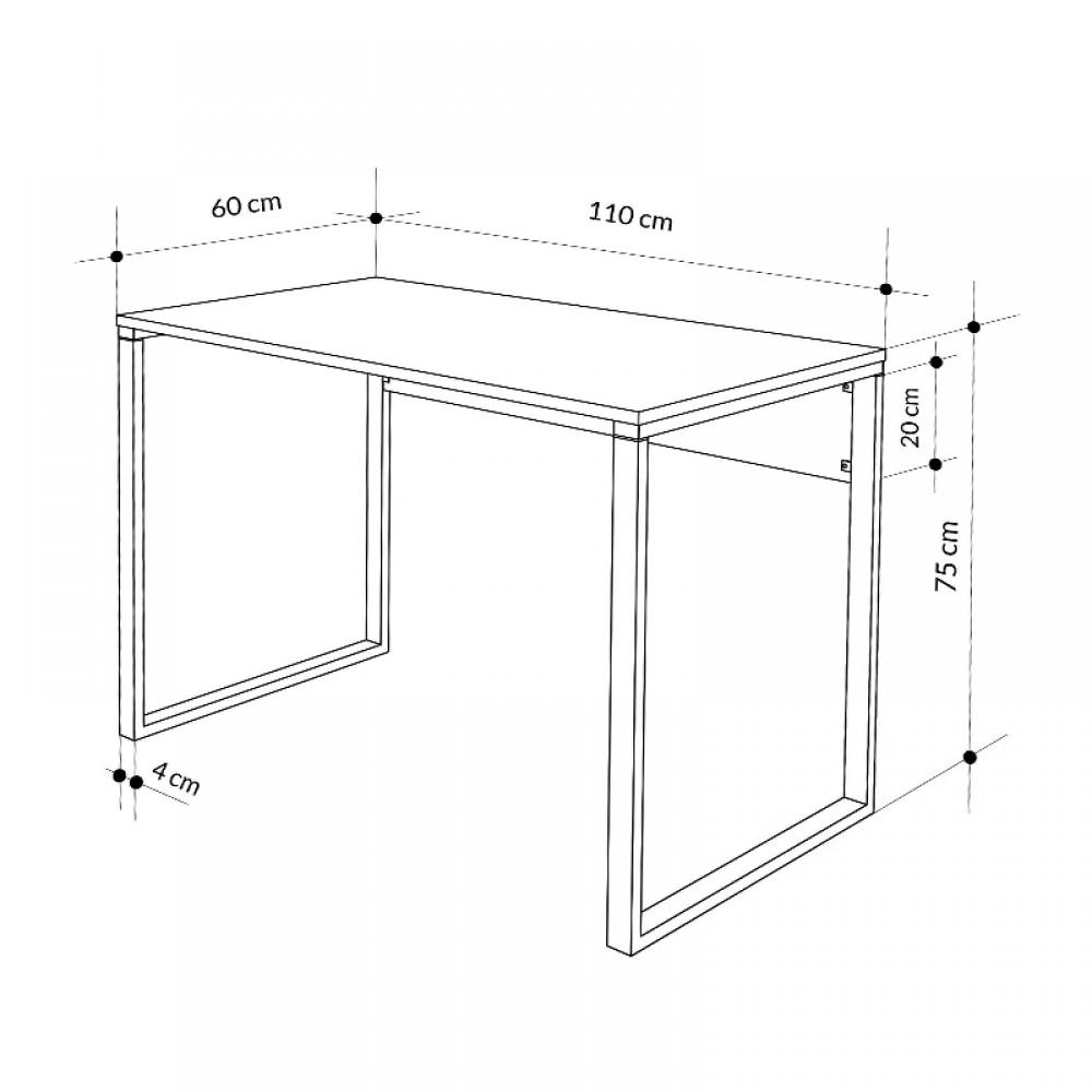 Γραφείο εργασίας Inna Megapap χρώμα γκρι ρετρό - silky black 110x60x75εκ.