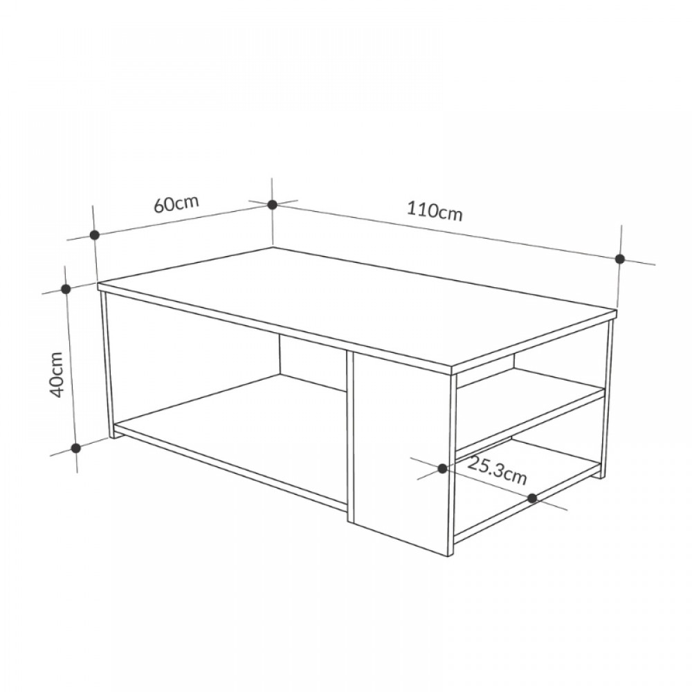 Τραπεζάκι σαλονιού Berg Megapap χρώμα γκρι ρετρό 110x60x40εκ.