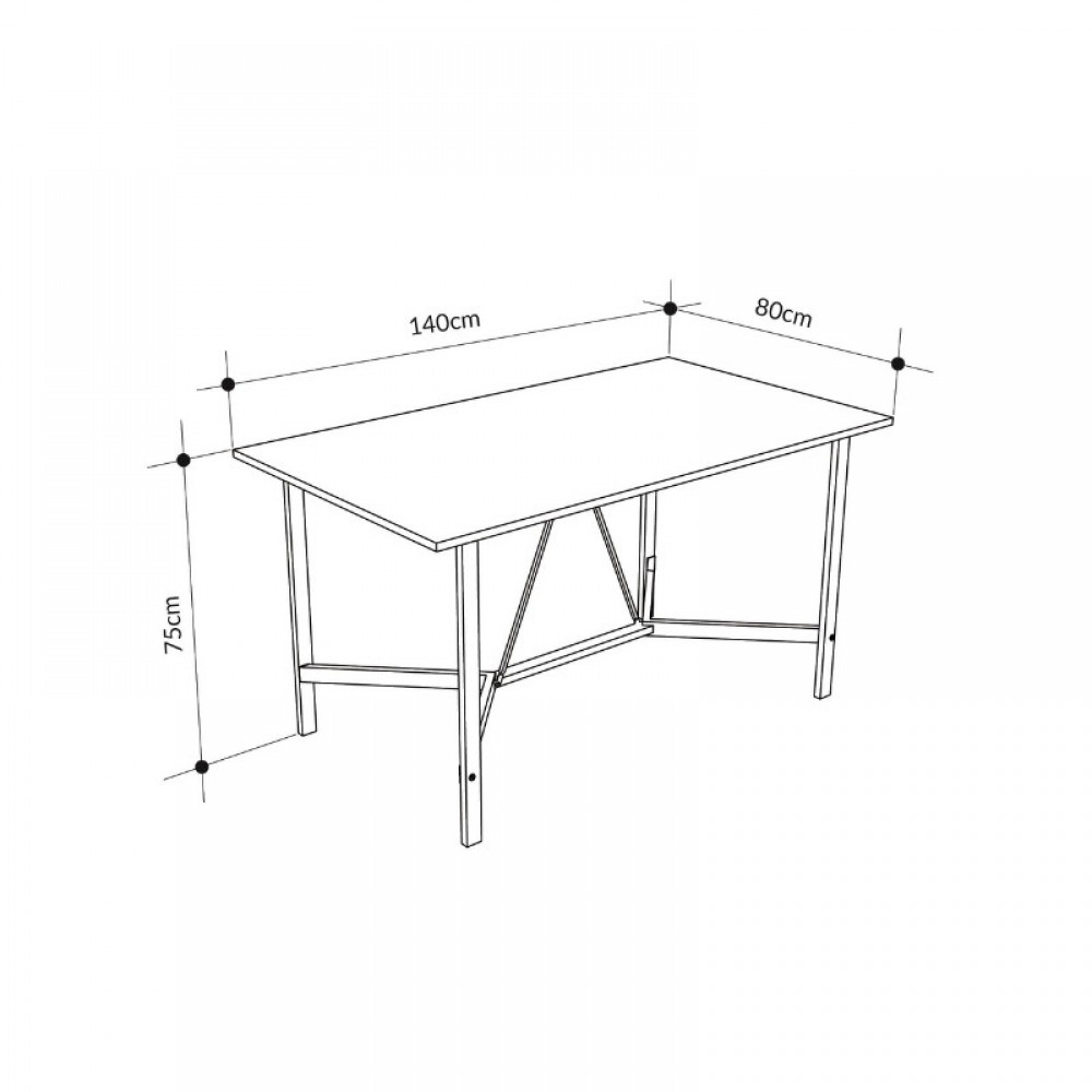 Τραπέζι Adoro Megapap χρώμα μαύρο 140x80x75εκ.