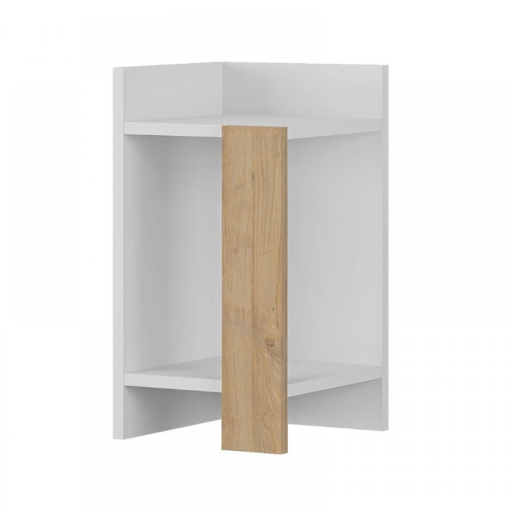 Κομοδίνο Elos Megapap χρώμα λευκό - saphhire oak 30x31,7x55εκ.