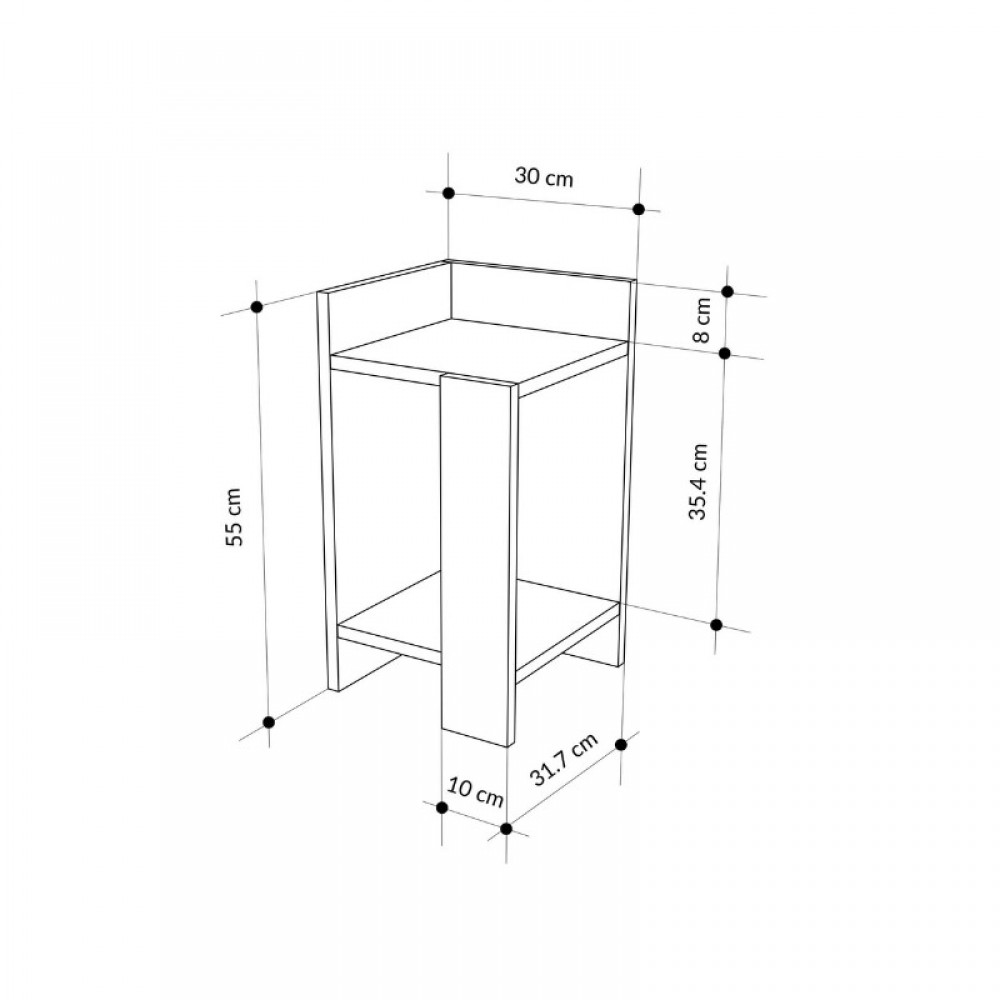 Κομοδίνο Elos Megapap χρώμα λευκό - saphhire oak 30x31,7x55εκ.