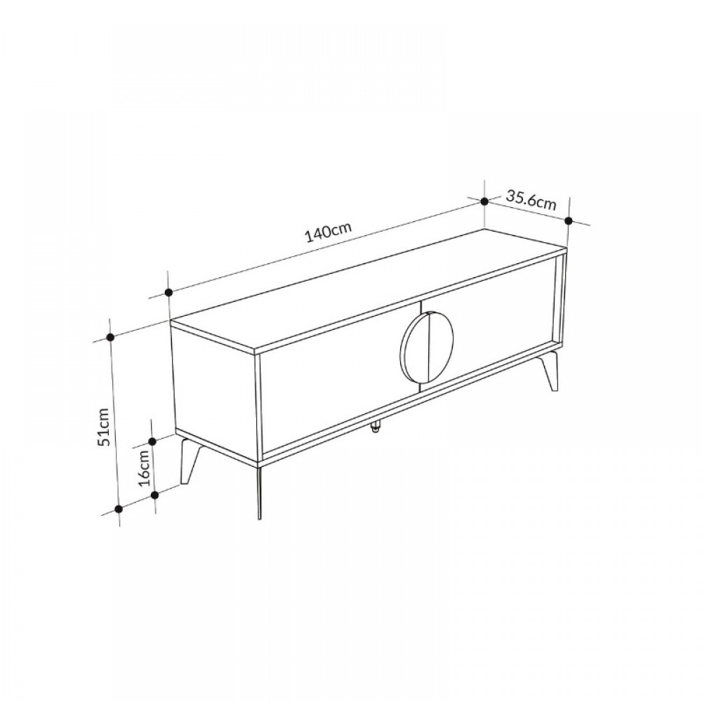 Έπιπλο τηλεόρασης Gora Megapap χρώμα sapphire oak - λευκό 140x35,6x51εκ.